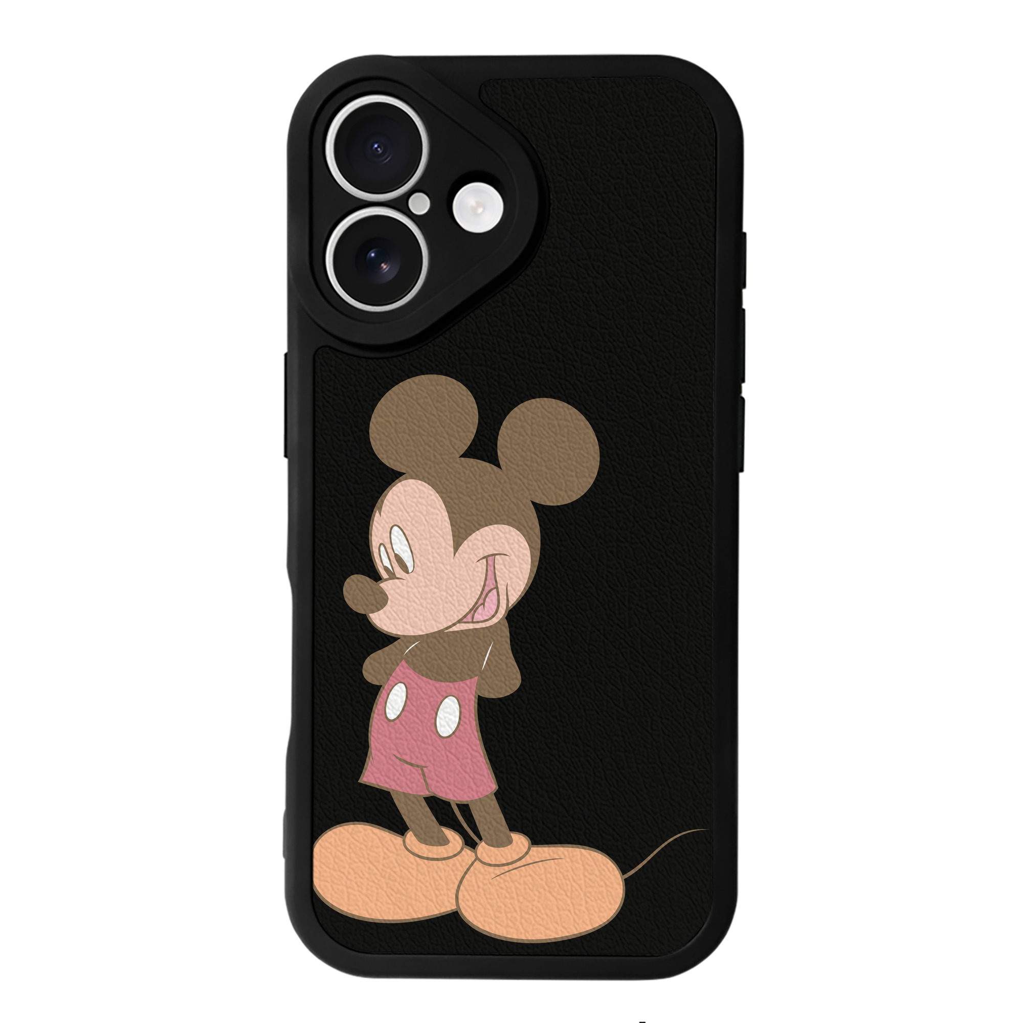 （画像用） ミッキーマウス Mickey Mouse 【iPhone 16シリーズ対応】シリコンスマホケース（レザー調） 材質：シリコン